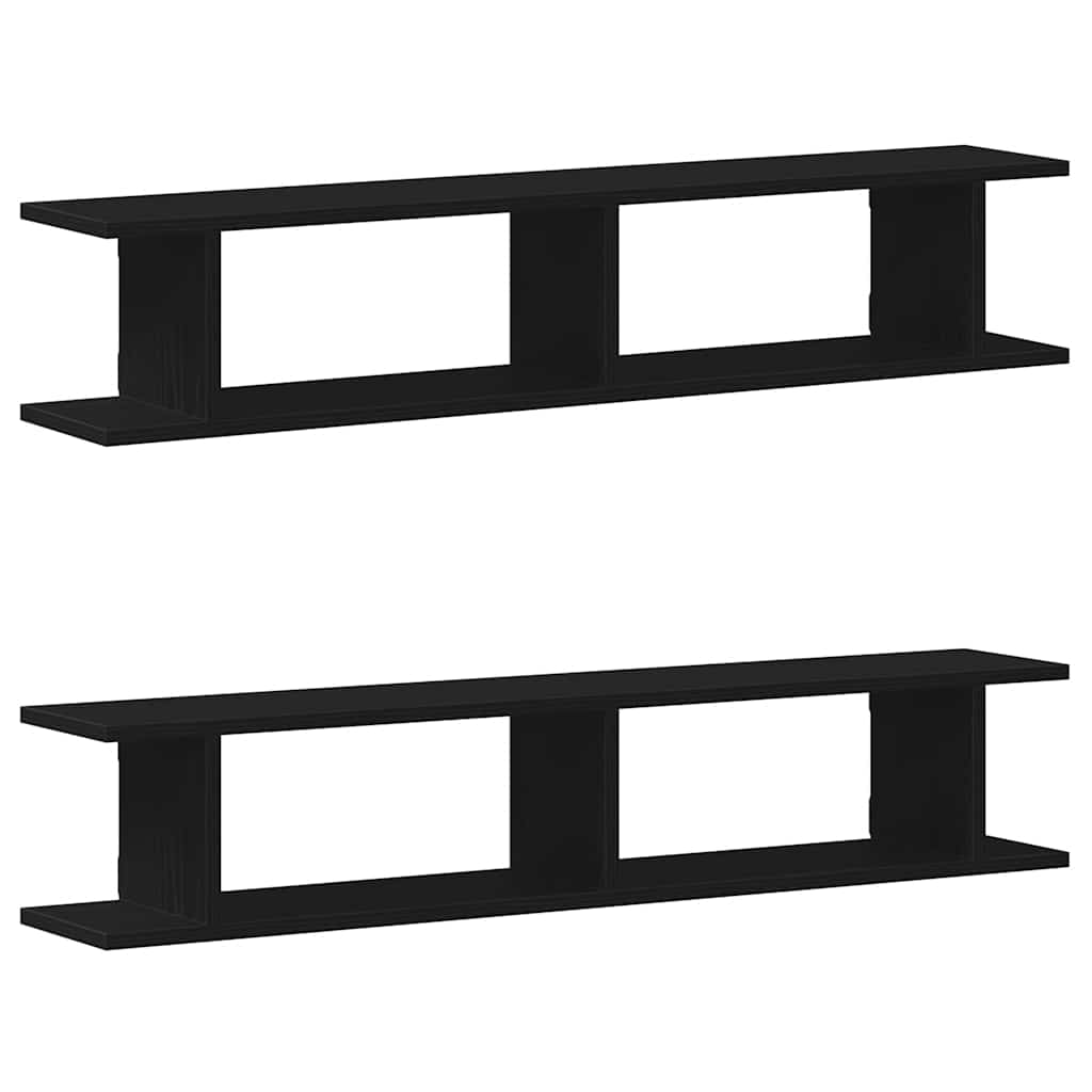 Wandregale 2Stk. Schwarz Eichen-Optik 105x18x20cm Holzwerkstoff