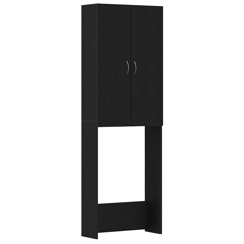 Waschmaschinenschrank Schwarz Eichen-Optik 64x25,5x190 cm