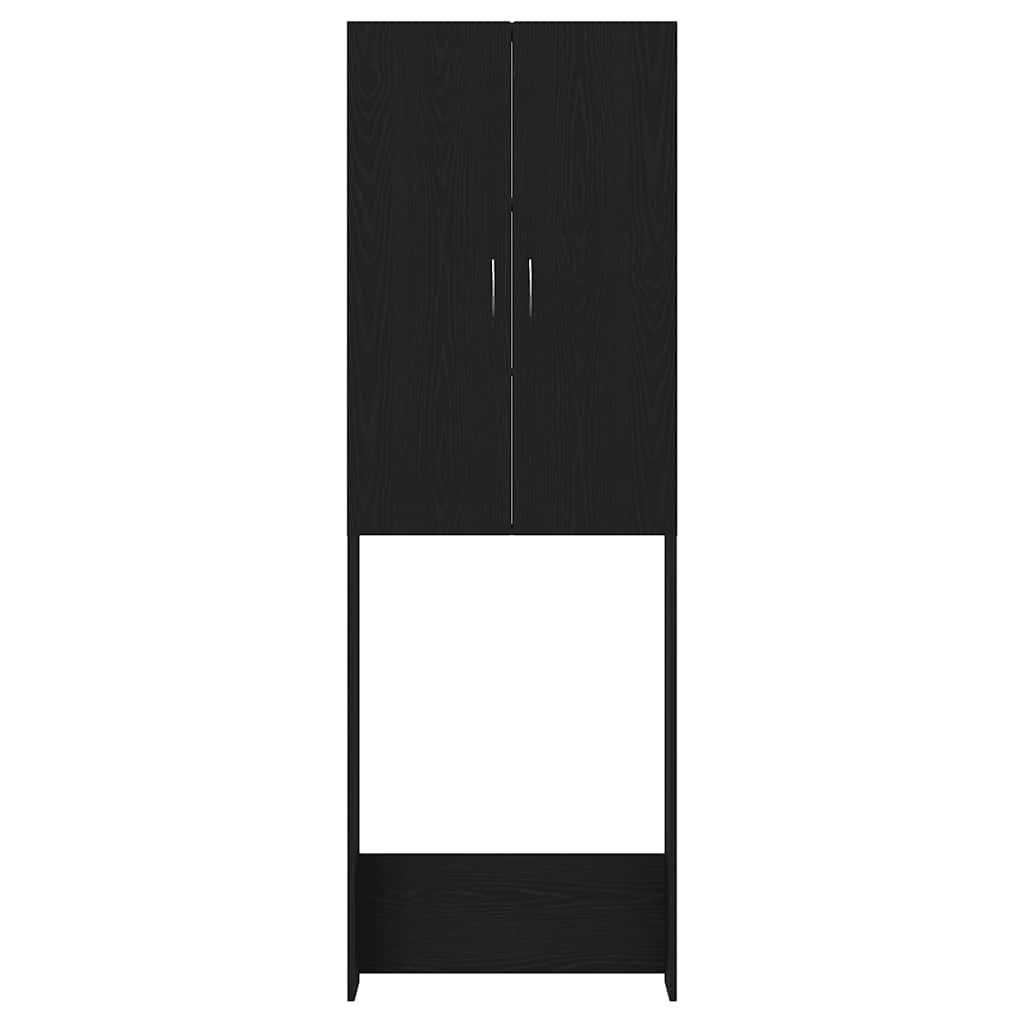 Waschmaschinenschrank Schwarz Eichen-Optik 64x25,5x190 cm