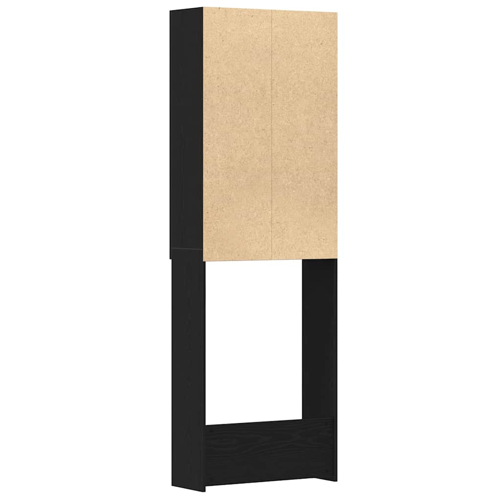 Waschmaschinenschrank Schwarz Eichen-Optik 64x25,5x190 cm