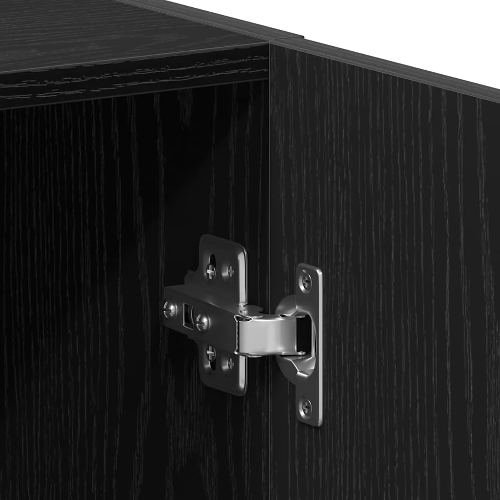 Waschmaschinenschrank Schwarz Eichen-Optik 64x25,5x190 cm