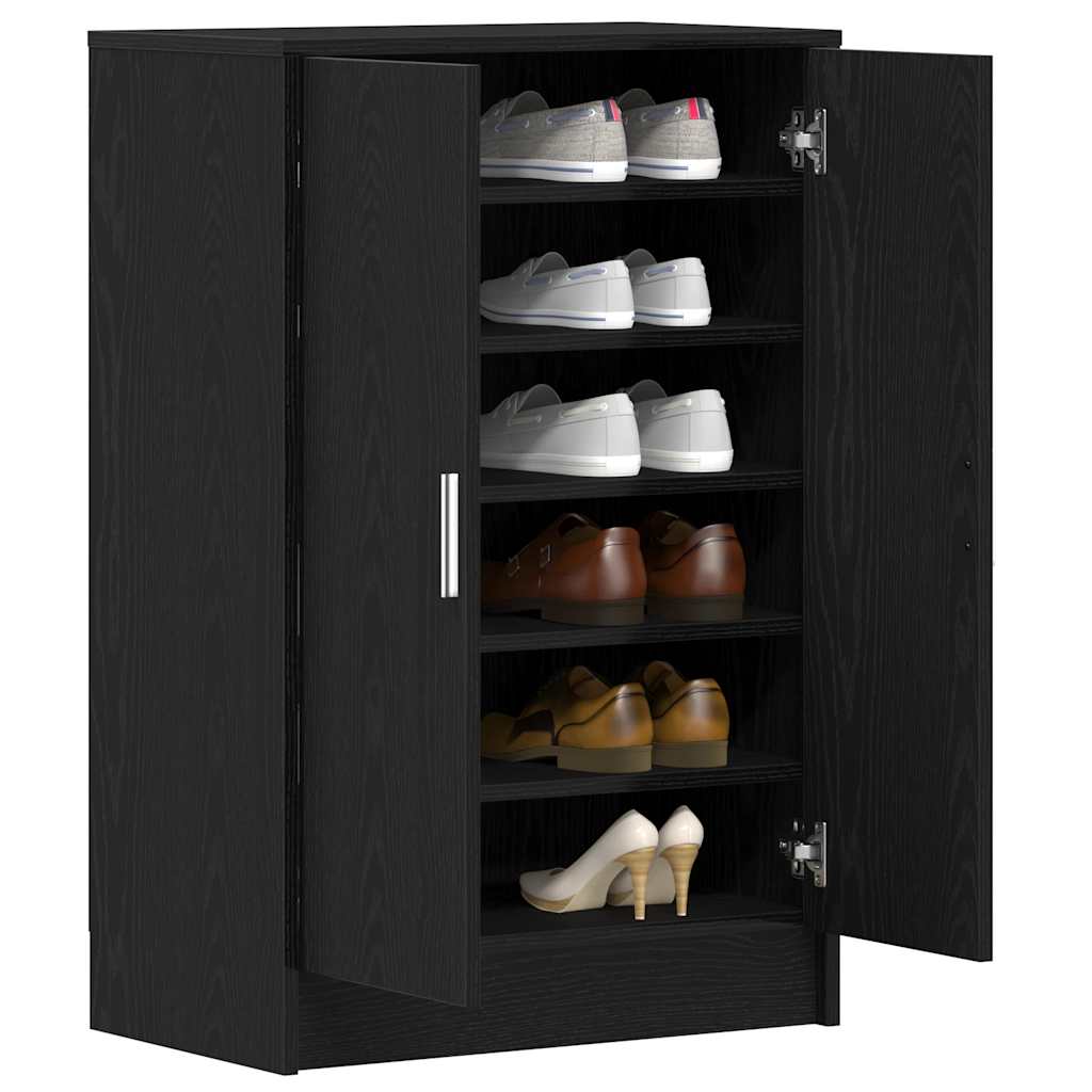 Schuhschrank Schwarz Eichen-Optik 60x35x92 cm Holzwerkstoff