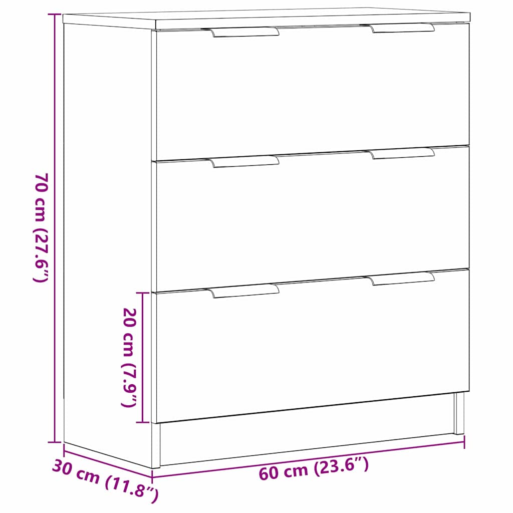 Sideboard Schwarz Eichen-Optik 60 x 30 x 70 cm Holzwerkstoff