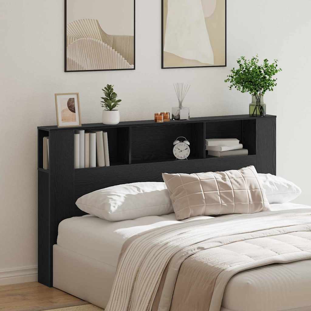 Kopfteil Schrank Schwarz Eichen-Optik 180 x 18,5 x 102,5 cm