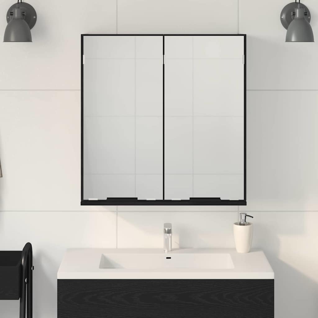 Spiegelschrank mit Regal Schwarz Eichen-Optik 64 x 20 x 67 cm