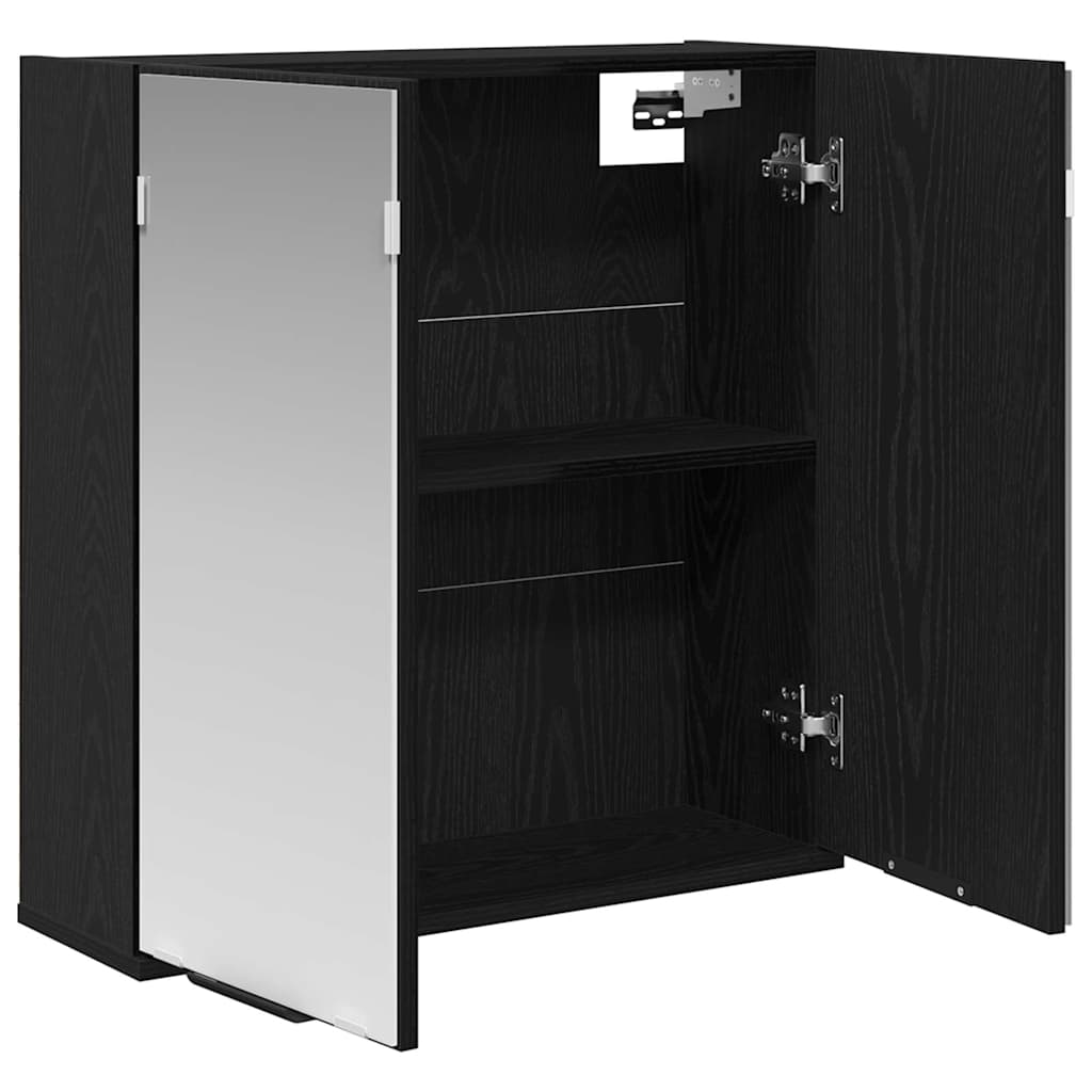 Spiegelschrank mit Regal Schwarz Eichen-Optik 64 x 20 x 67 cm