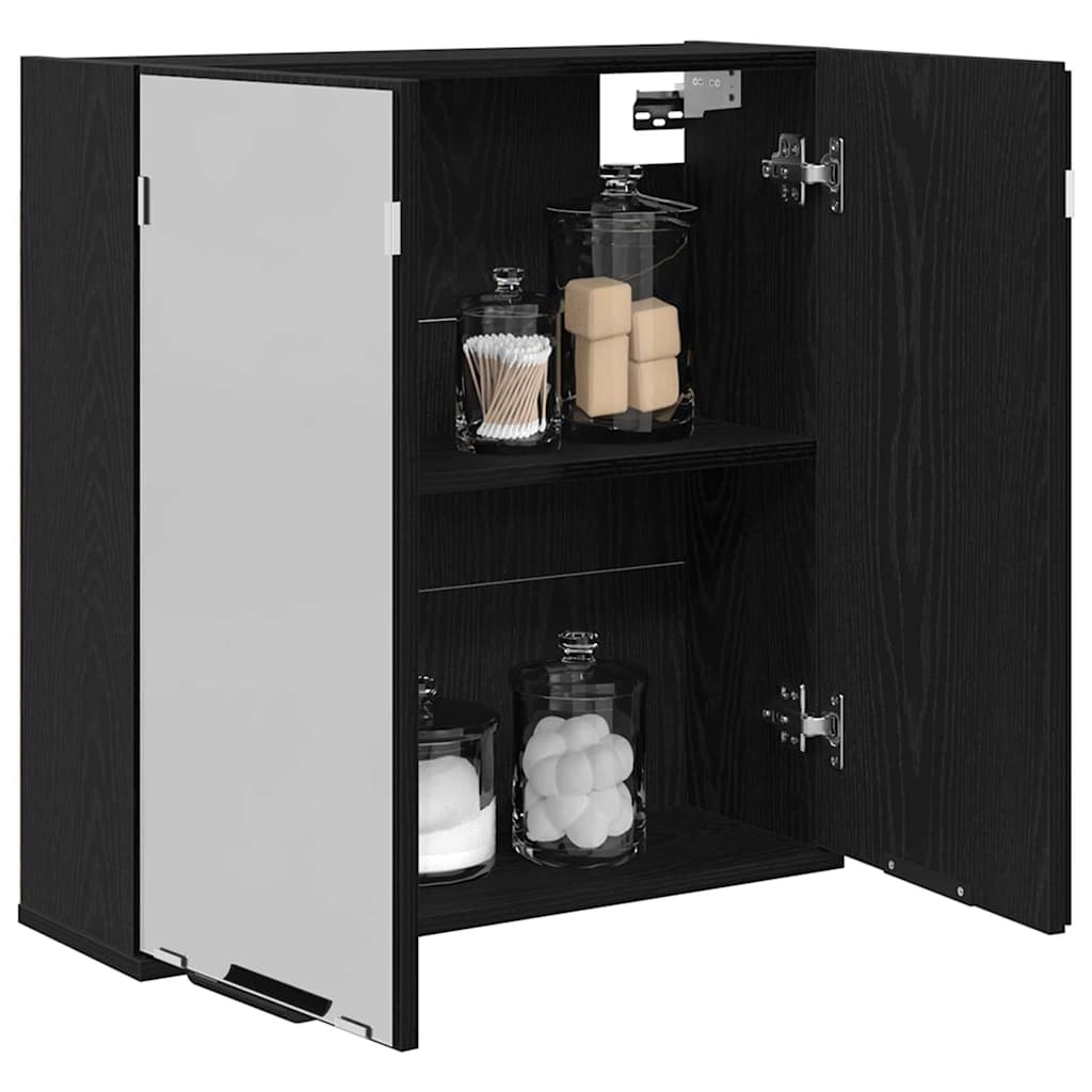 Spiegelschrank mit Regal Schwarz Eichen-Optik 64 x 20 x 67 cm