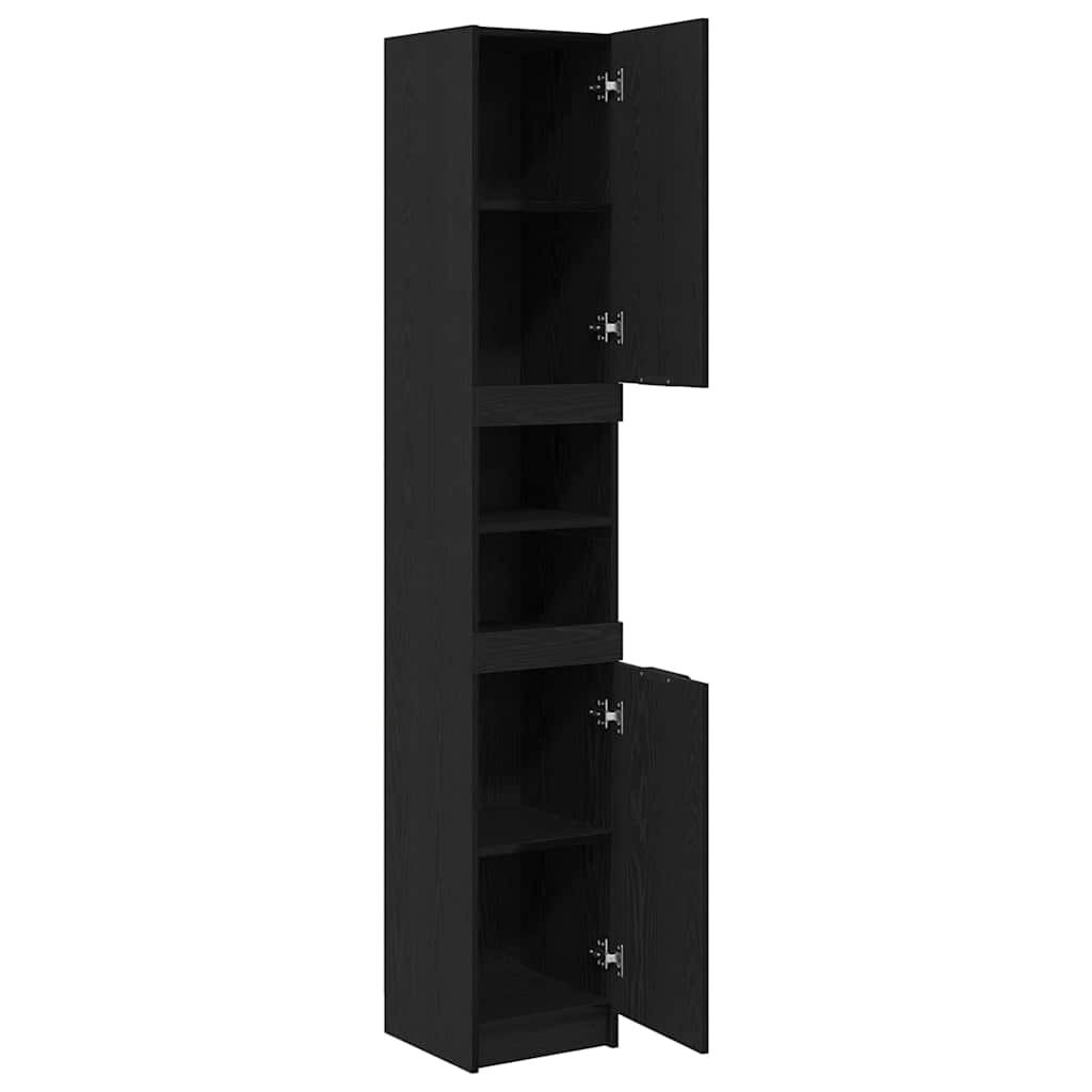 Badezimmerschrank Schwarz Eichen-Optik 32 x 34 x 188,5 cm