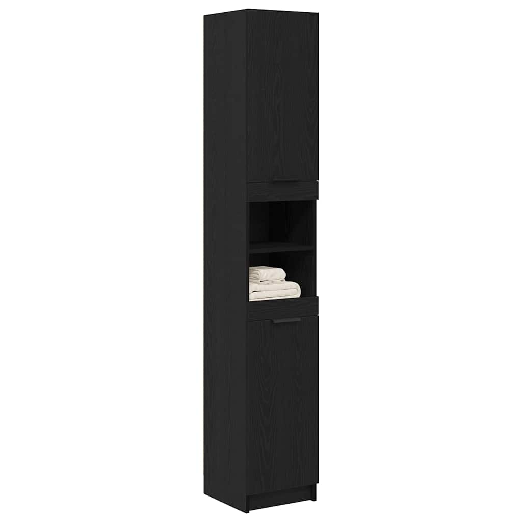 Badezimmerschrank Schwarz Eichen-Optik 32 x 34 x 188,5 cm