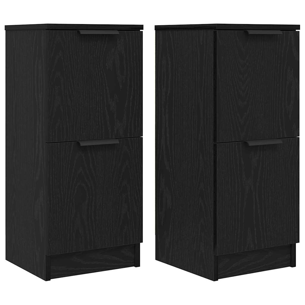 Sideboard 2 pcs Schwarz Eichen-Optik 30 x 30 x 70 cm