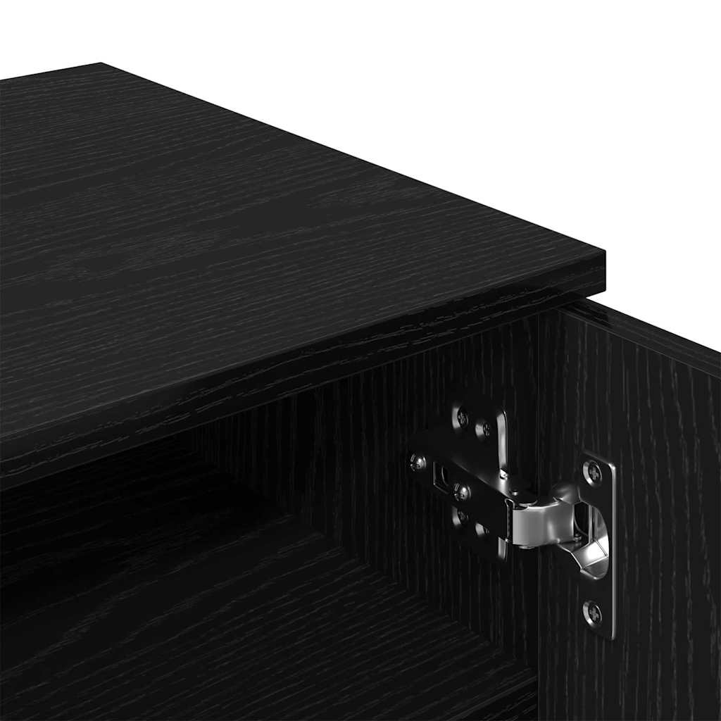 Schuhschrank mit Regal Schwarz Eichen-Optik 29,5 x 35 x 101 cm