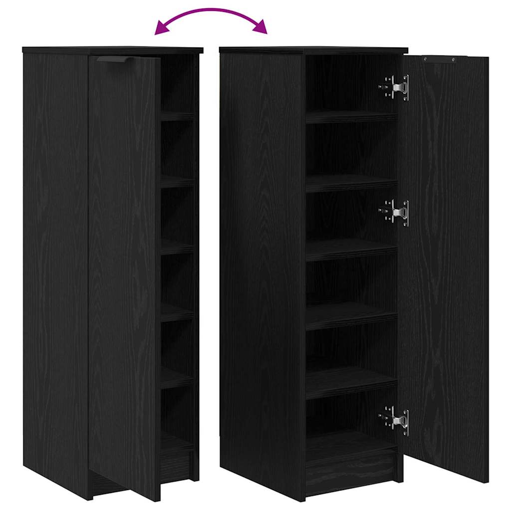 Schuhschrank mit Regal Schwarz Eichen-Optik 29,5 x 35 x 101 cm