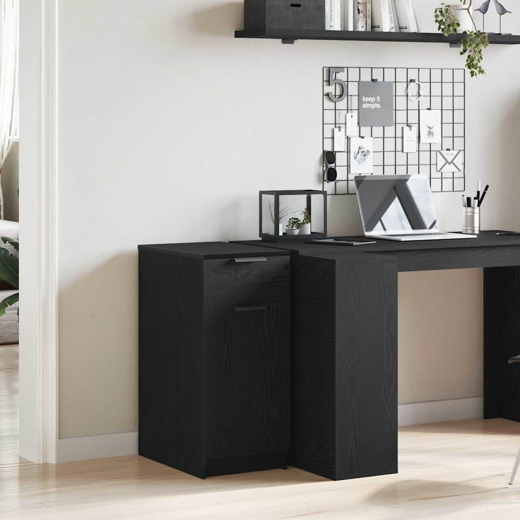 Büroschrank Schwarz Eichen-Optik 33 x 50 x 75 cm Holzwerkstoff