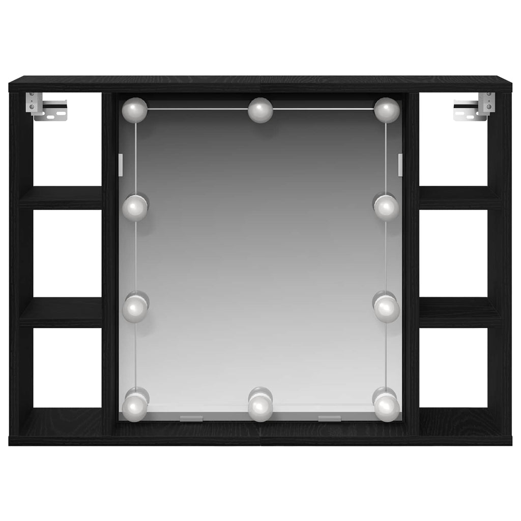 Spiegelschrank mit Regal Schwarz Eichen-Optik 76 x 15 x 55 cm