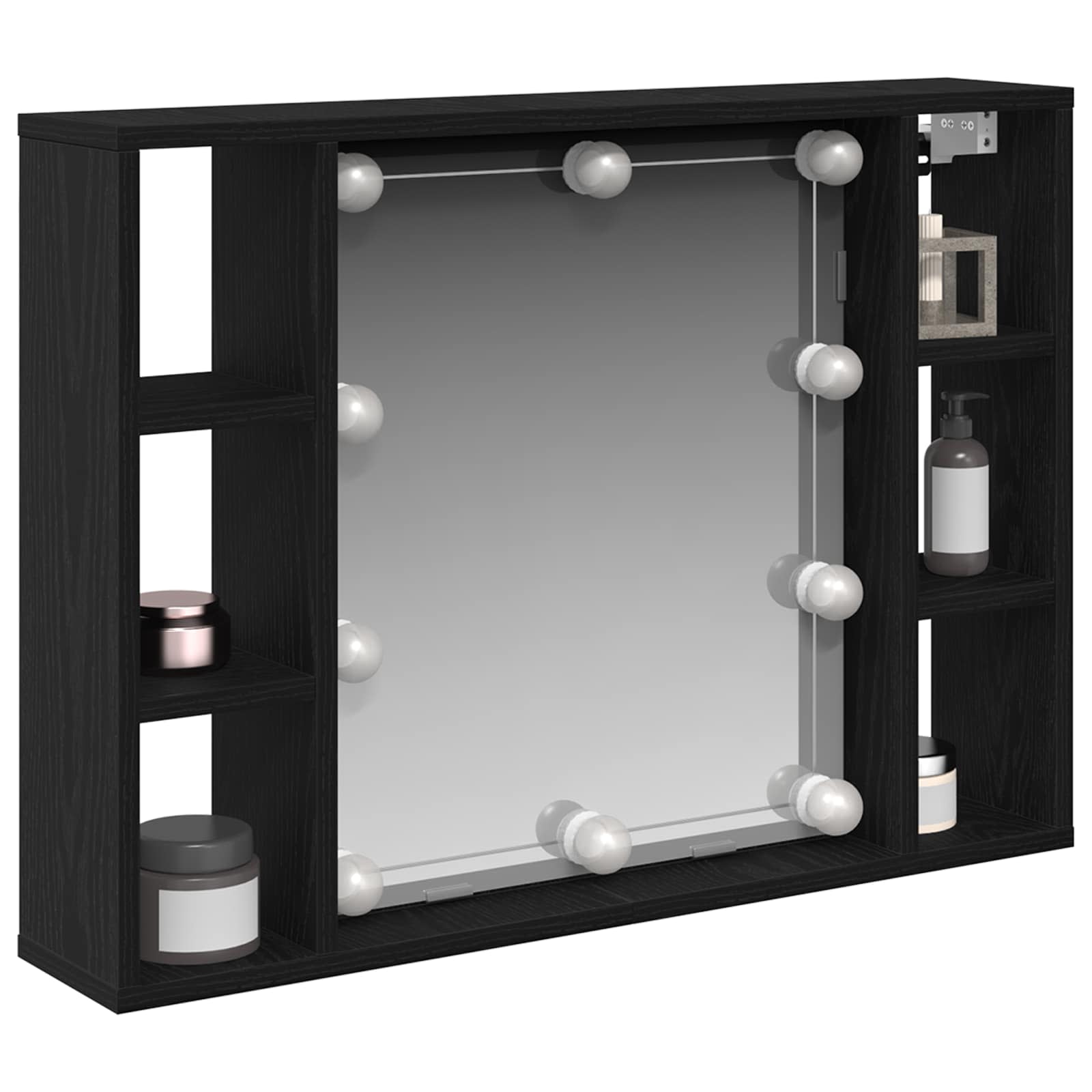 Spiegelschrank mit Regal Schwarz Eichen-Optik 76 x 15 x 55 cm