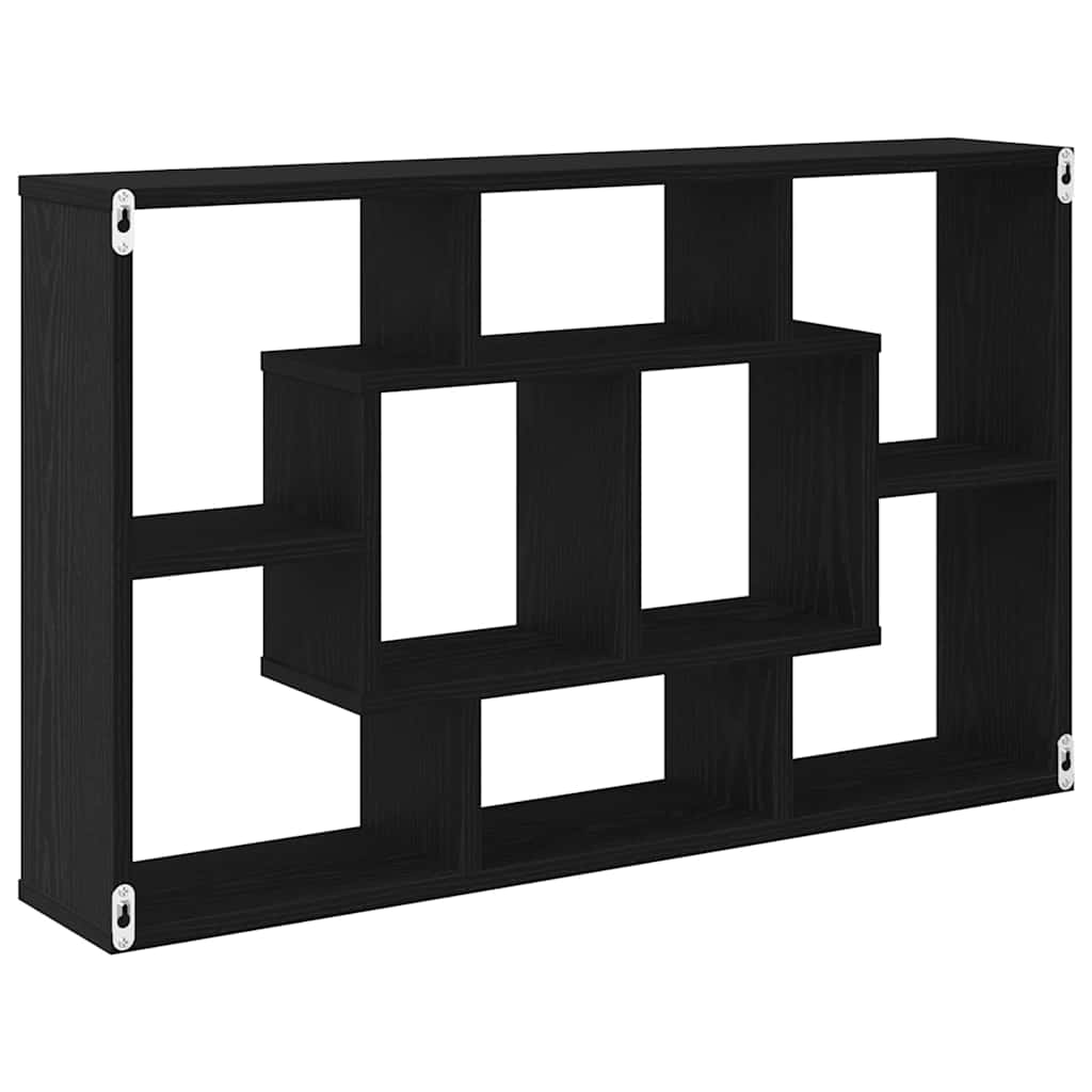 Wandregal Schwarz Eichen-Optik 85 x 16 x 52,5 cm Holzwerkstoff
