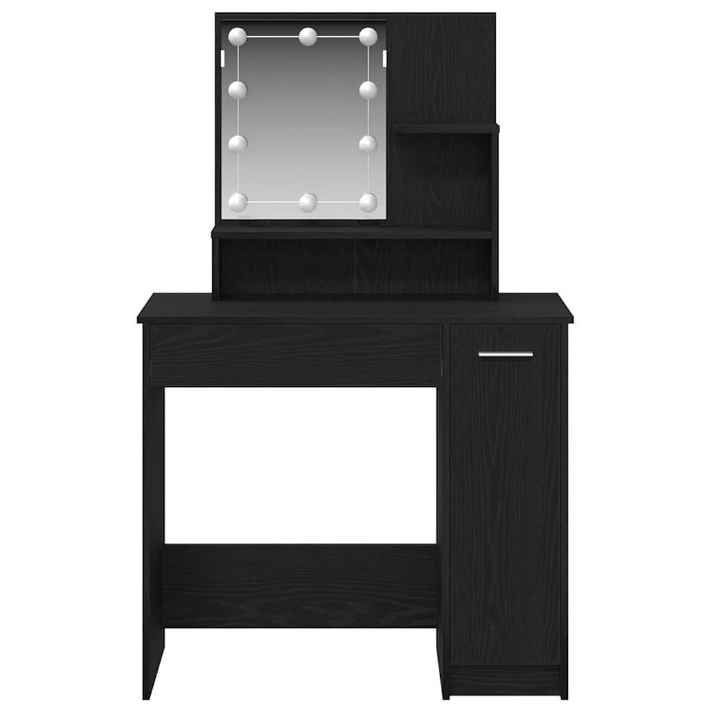 Schminktisch mit Regal Schwarz Eichen-Optik 86.5 x 35 x 136 cm