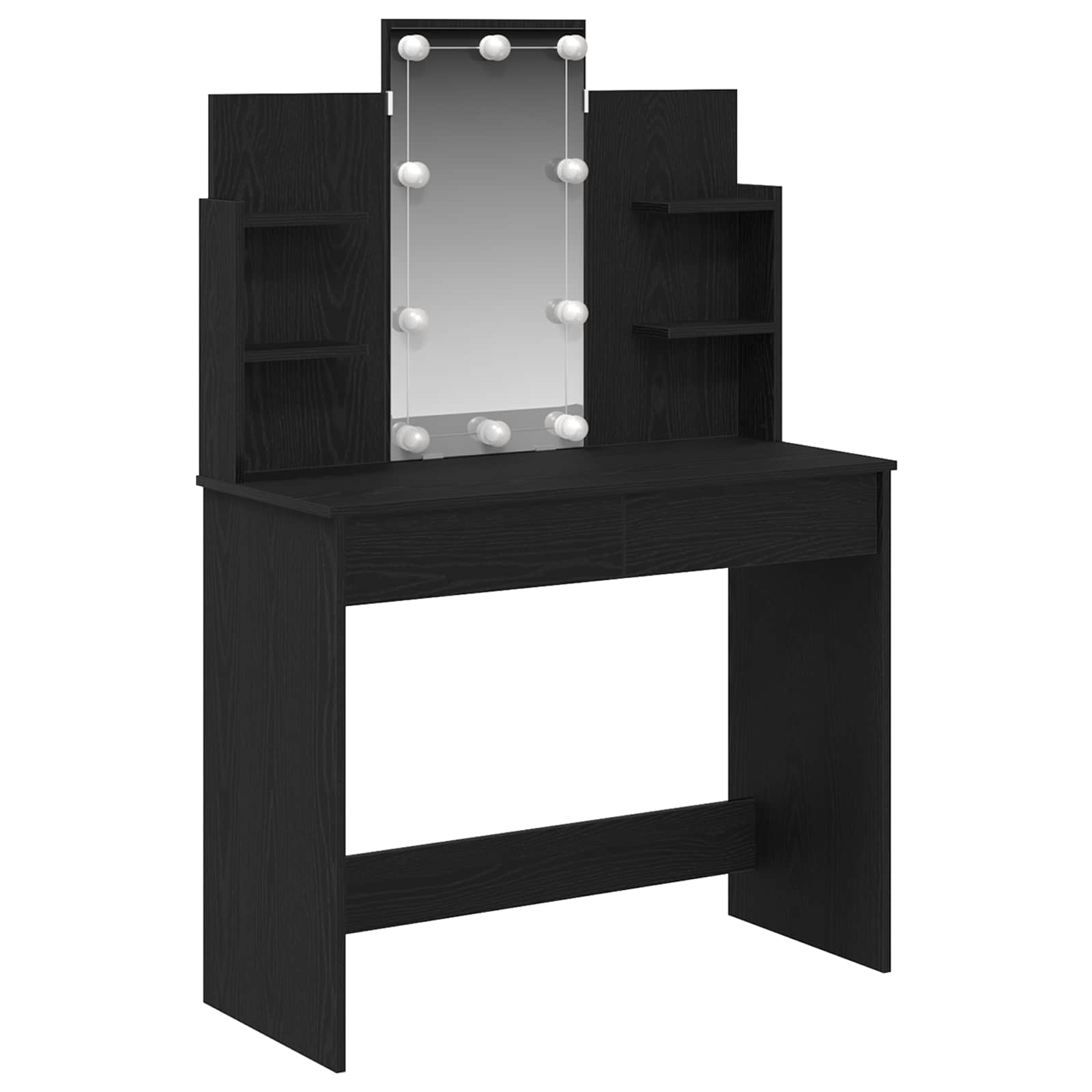 Schminktisch mit Regal Schwarz Eichen-Optik 96 x 39 x 142 cm