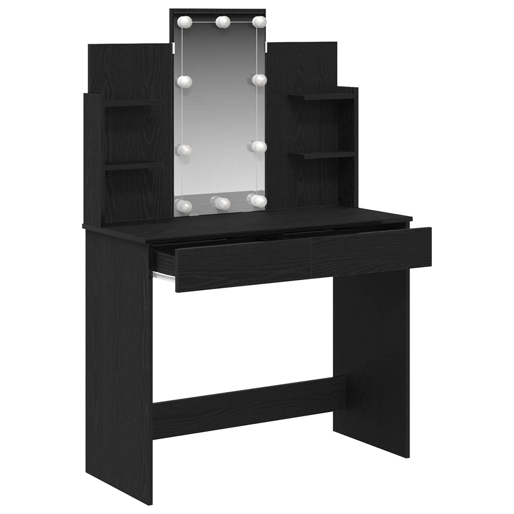 Schminktisch mit Regal Schwarz Eichen-Optik 96 x 39 x 142 cm