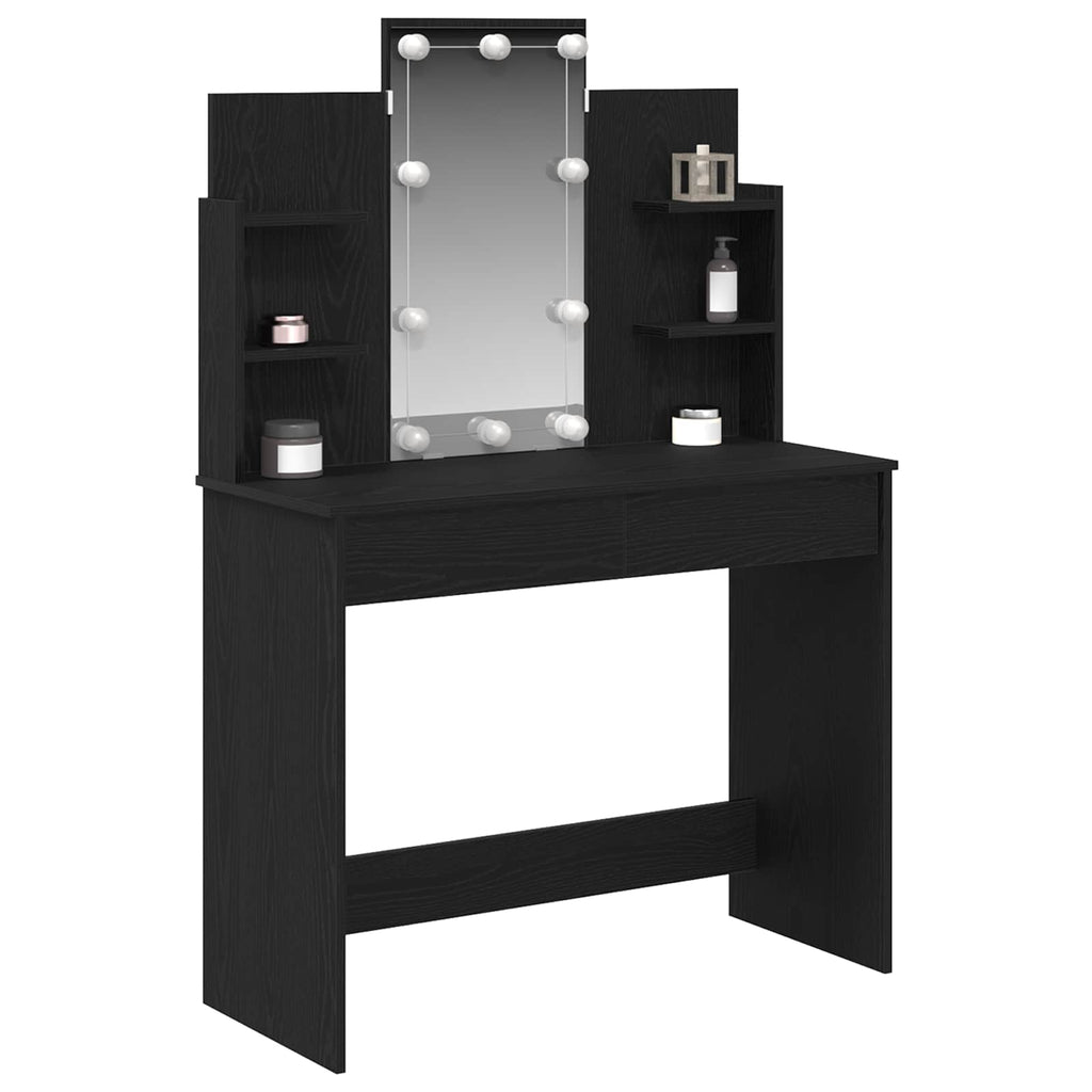 Schminktisch mit Regal Schwarz Eichen-Optik 96 x 39 x 142 cm