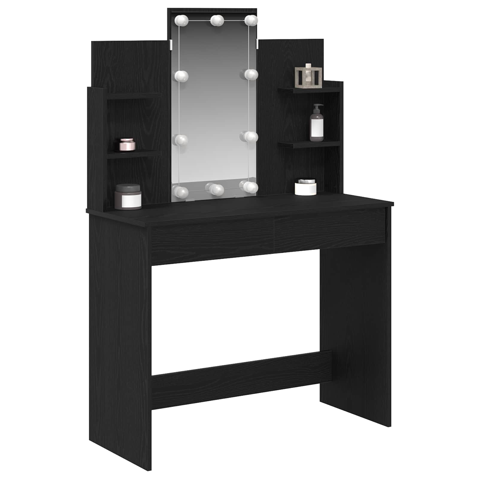 Schminktisch mit Regal Schwarz Eichen-Optik 96 x 39 x 142 cm