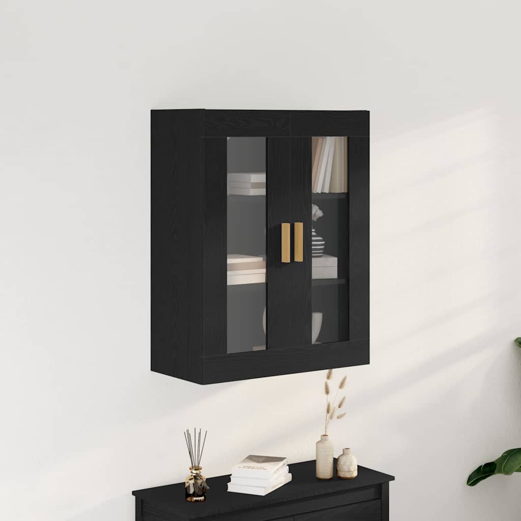 Wandschrank Wandmontiert Schwarz Eichen-Optik 69,5 x 34 x 90 cm