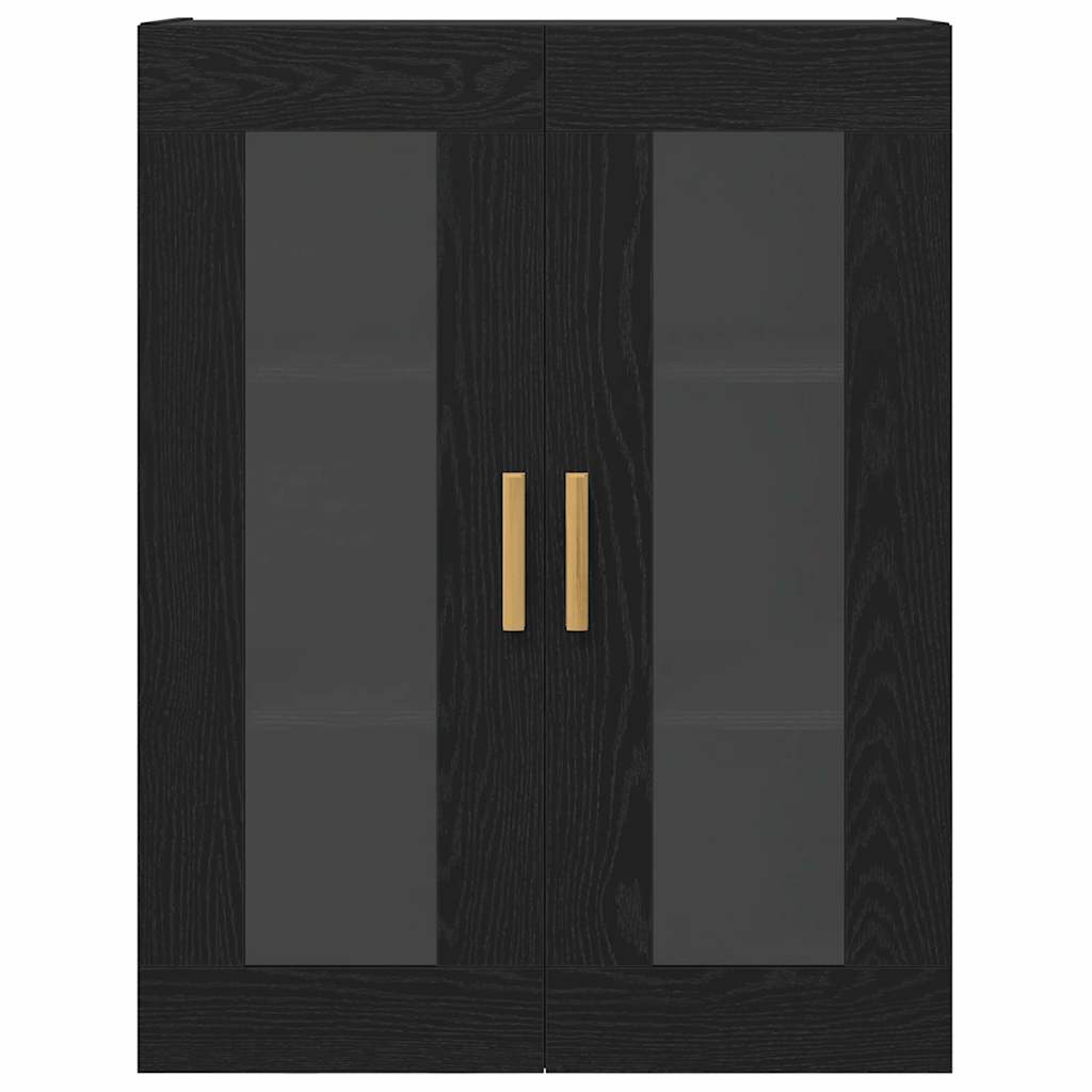 Wandschrank Wandmontiert Schwarz Eichen-Optik 69,5 x 34 x 90 cm