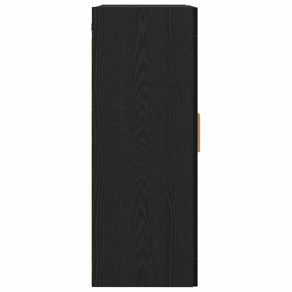 Wandschrank Wandmontiert Schwarz Eichen-Optik 69,5 x 34 x 90 cm