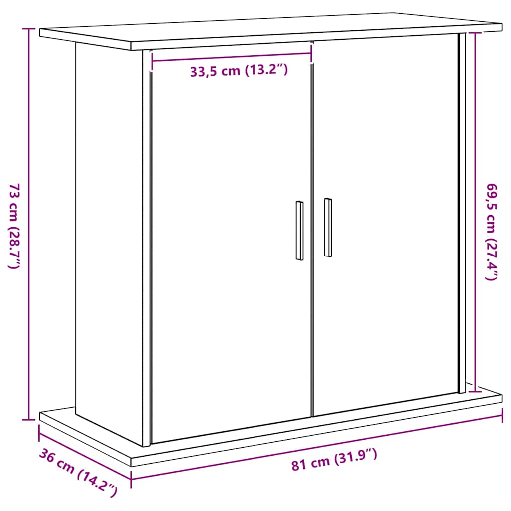 Aquariumständer Schwarze Eiche 81 x 36 x 73 cm Holzwerkstoff