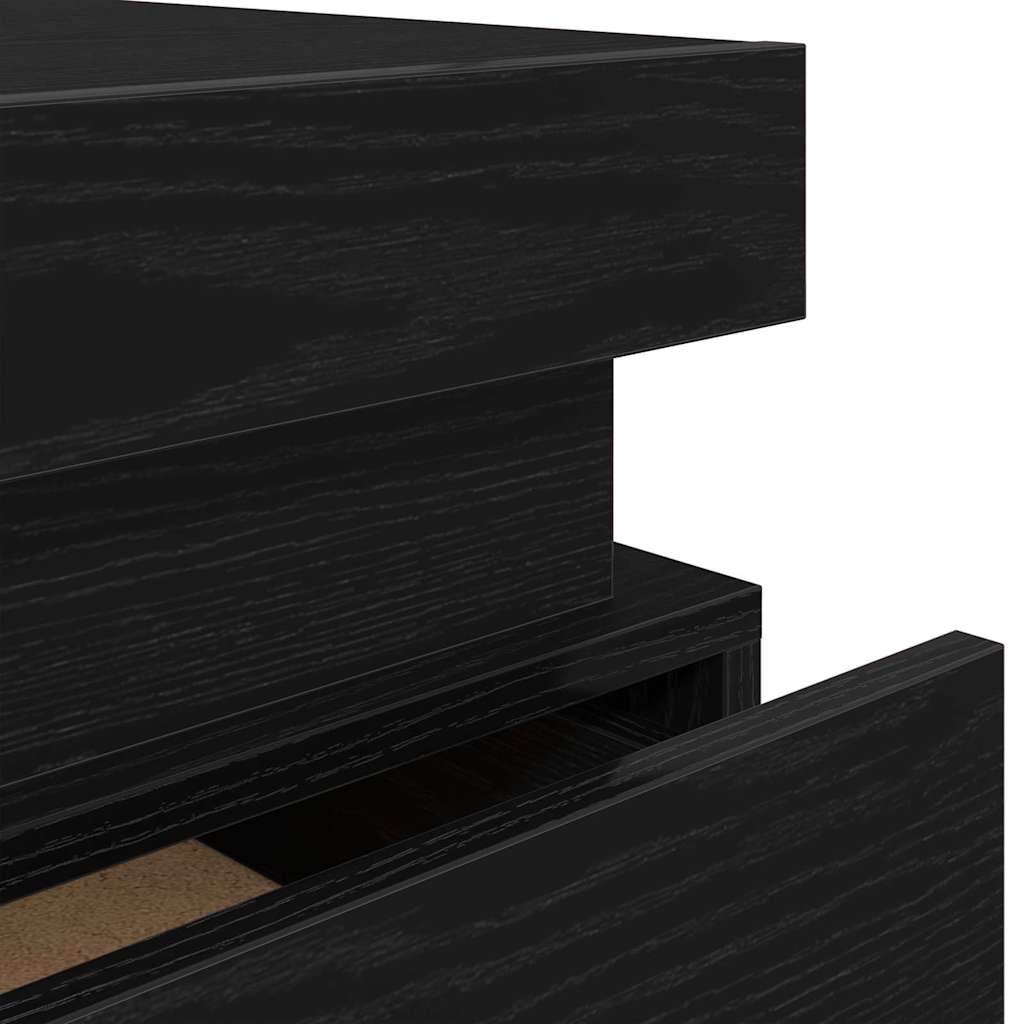 Nachttisch 2 pcs Schwarz Eichen-Optik 35 x 39 x 55 cm
