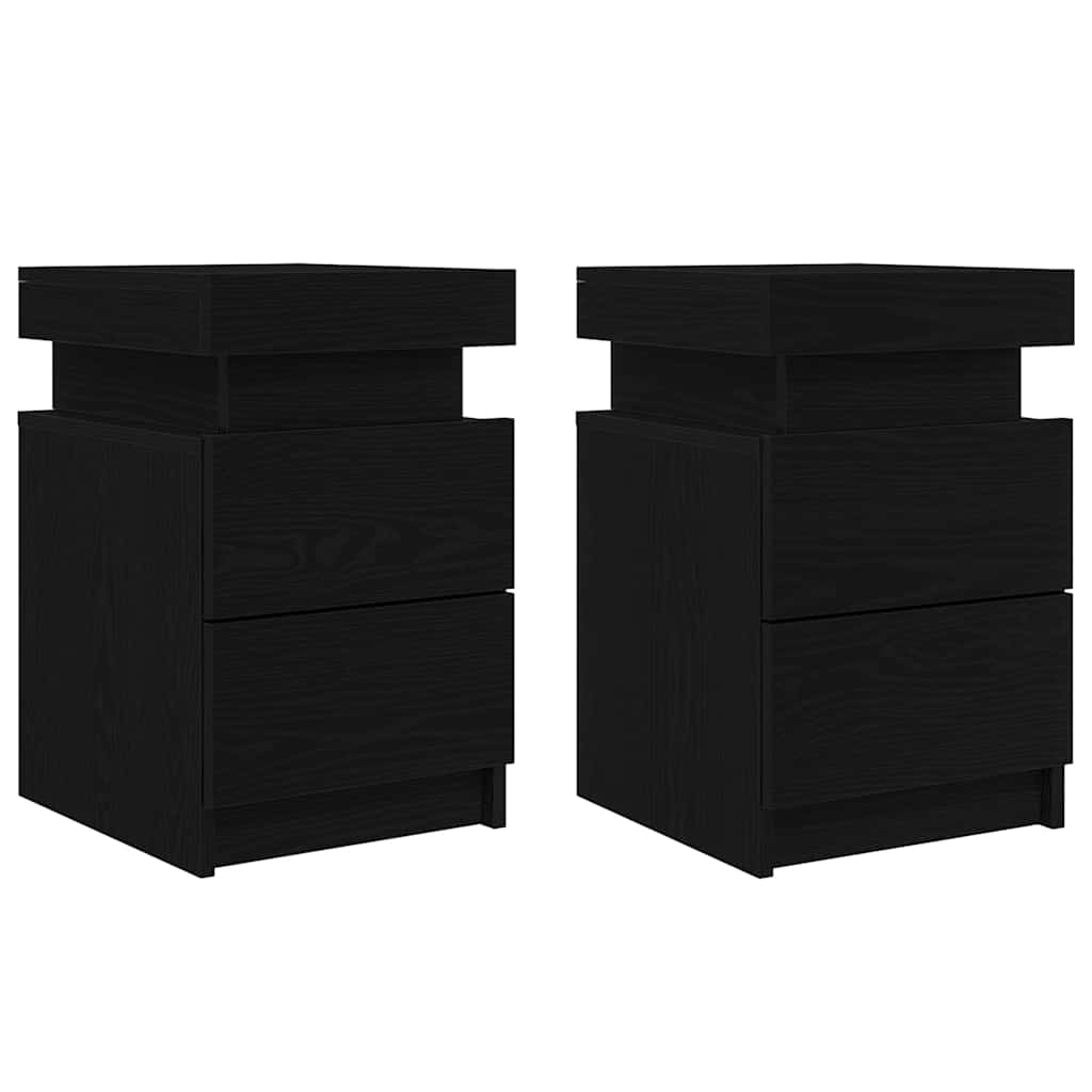 Nachttisch 2 pcs Schwarz Eichen-Optik 35 x 39 x 55 cm