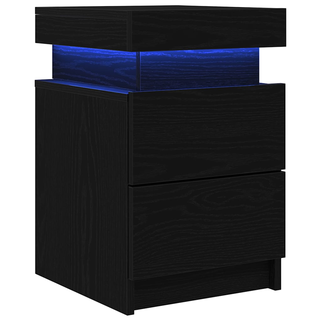 Nachttisch 2 pcs Schwarz Eichen-Optik 35 x 39 x 55 cm