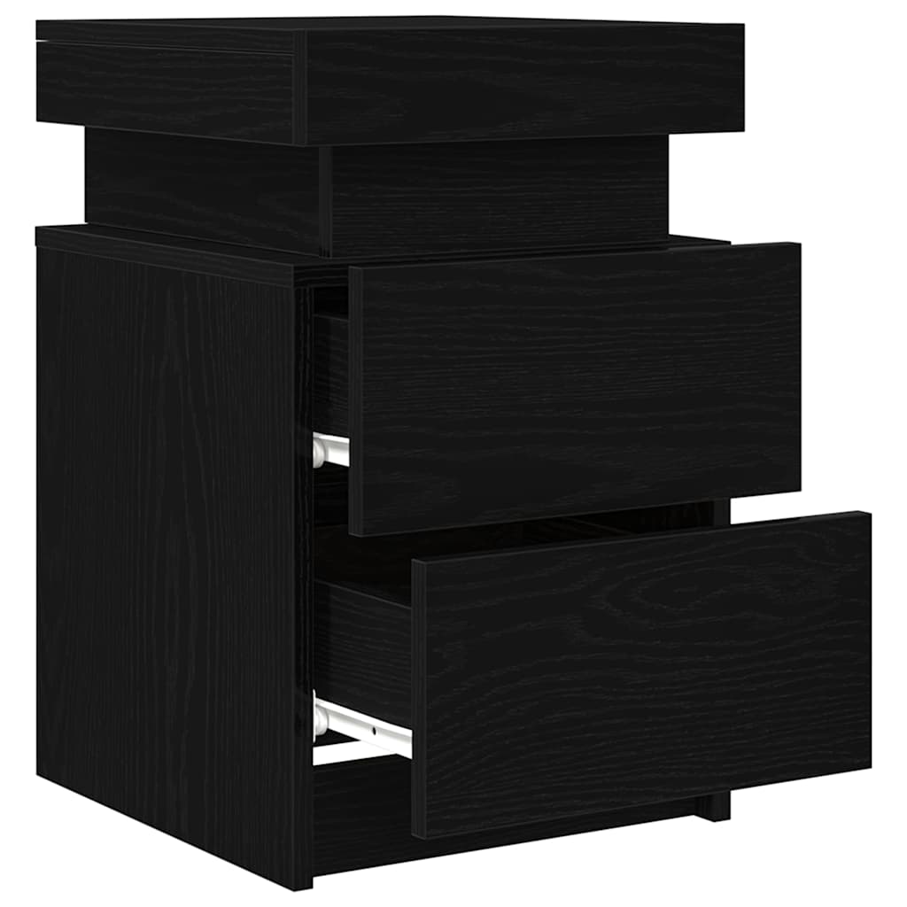 Nachttisch 2 pcs Schwarz Eichen-Optik 35 x 39 x 55 cm