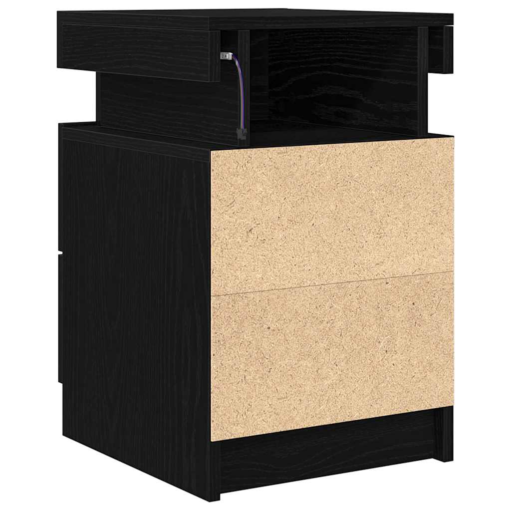 Nachttisch 2 pcs Schwarz Eichen-Optik 35 x 39 x 55 cm