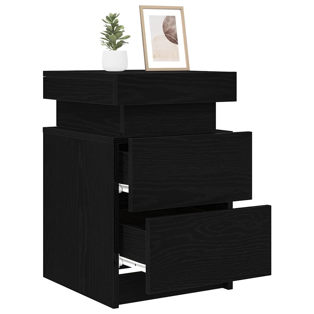 Nachttisch 2 pcs Schwarz Eichen-Optik 35 x 39 x 55 cm