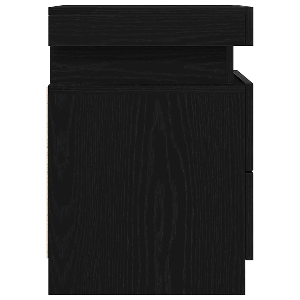 Nachttisch 2 pcs Schwarz Eichen-Optik 35 x 39 x 55 cm