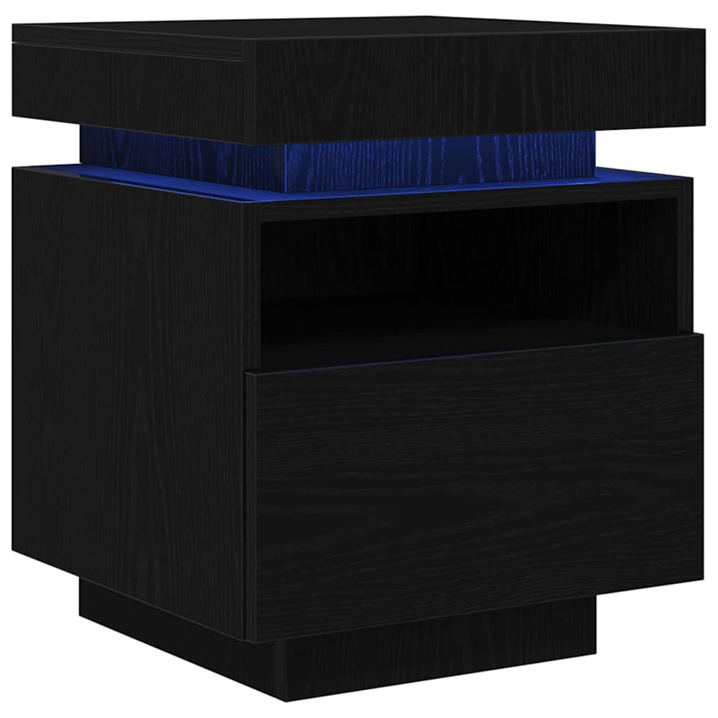 Nachttisch 2 pcs Schwarz Eichen-Optik 40 x 39 x 48,5 cm