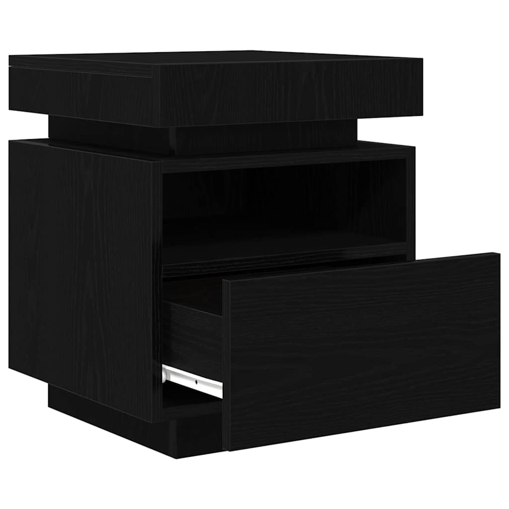 Nachttisch 2 pcs Schwarz Eichen-Optik 40 x 39 x 48,5 cm