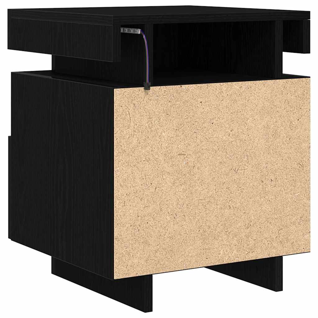 Nachttisch 2 pcs Schwarz Eichen-Optik 40 x 39 x 48,5 cm