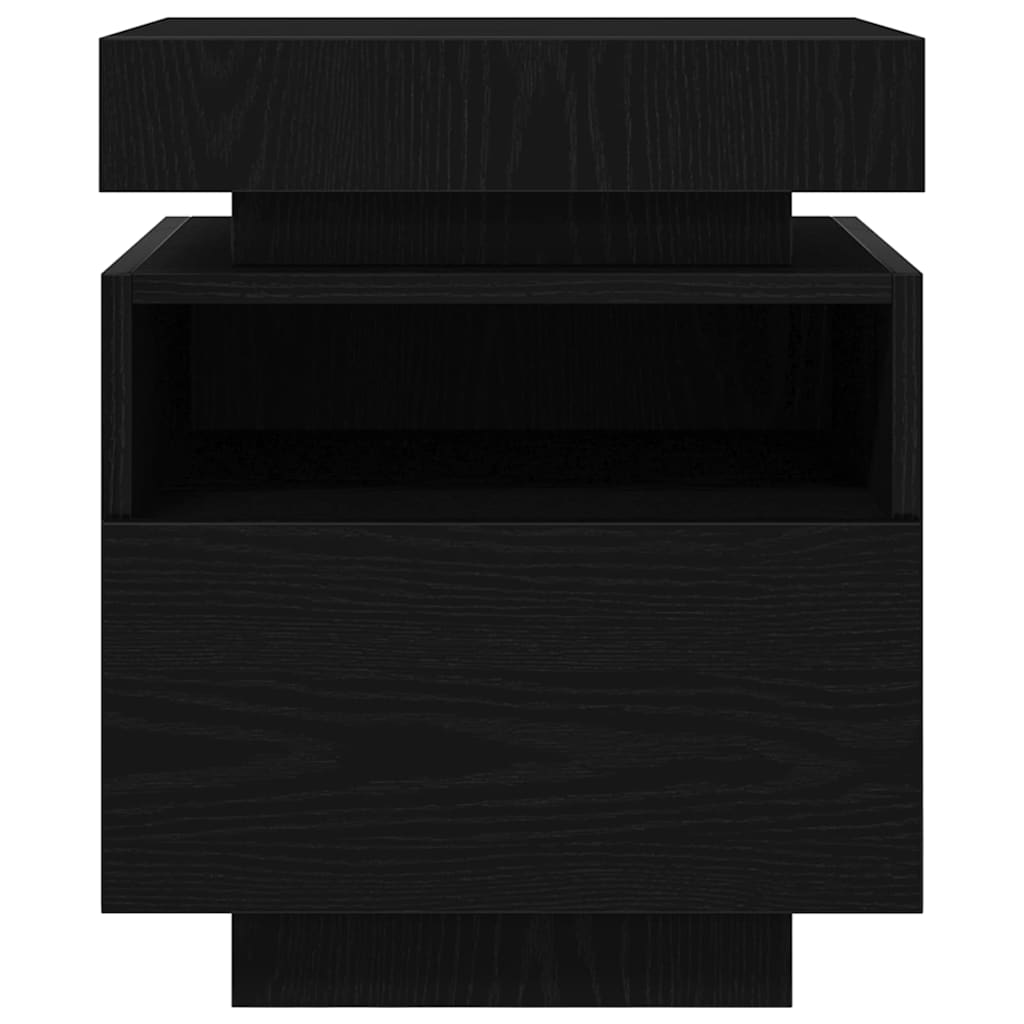 Nachttisch 2 pcs Schwarz Eichen-Optik 40 x 39 x 48,5 cm