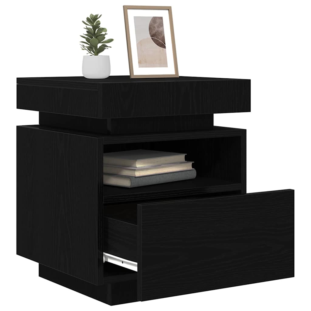 Nachttisch 2 pcs Schwarz Eichen-Optik 40 x 39 x 48,5 cm