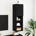 TV-Schrankset mit LED Schwarz Eichen-Optik 30,5 x 30 x 102 cm