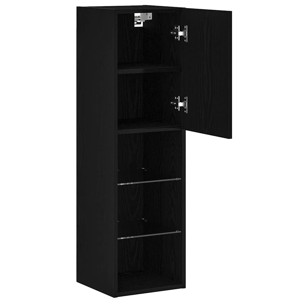 TV-Schrankset mit LED Schwarz Eichen-Optik 30,5 x 30 x 102 cm