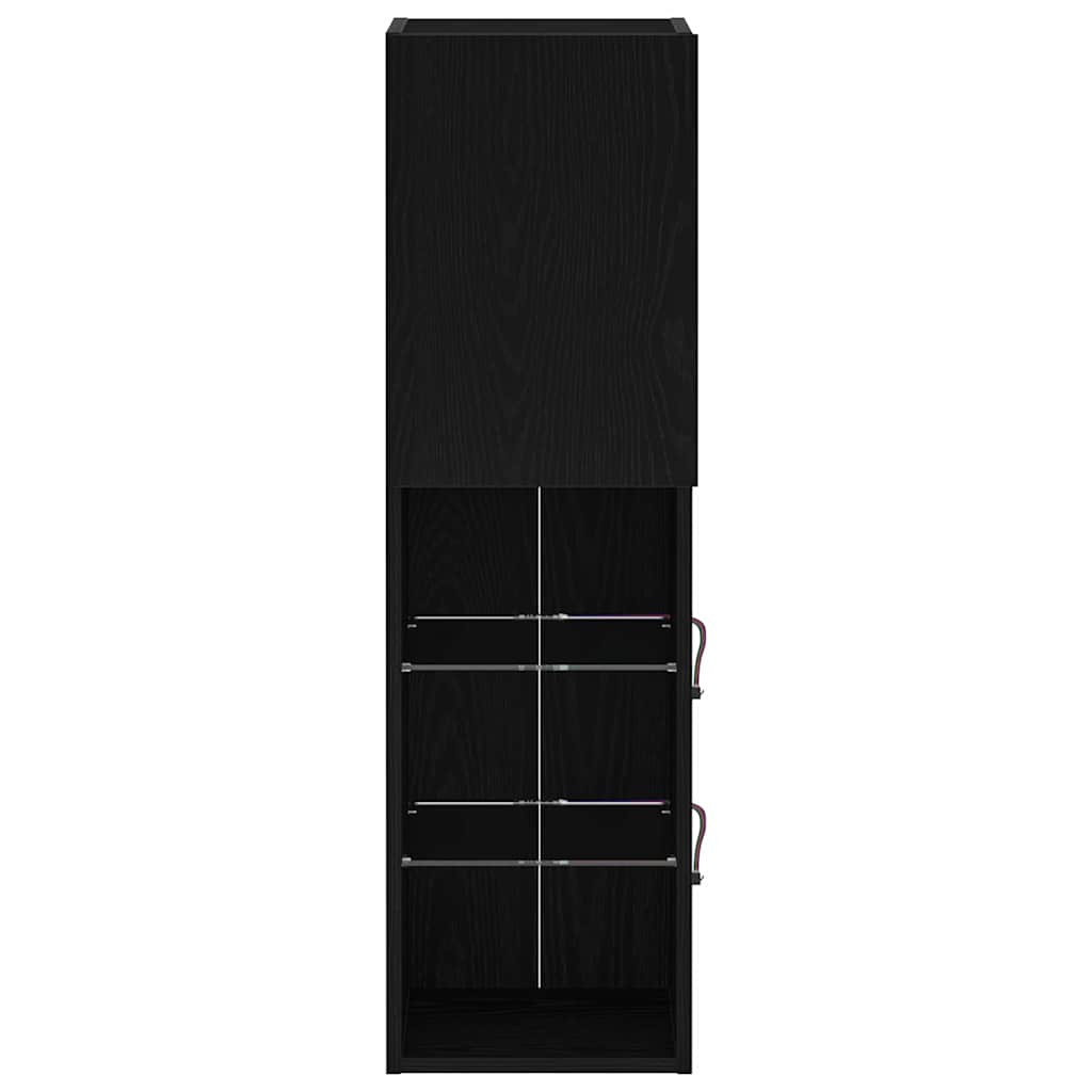 TV-Schrankset mit LED Schwarz Eichen-Optik 30,5 x 30 x 102 cm
