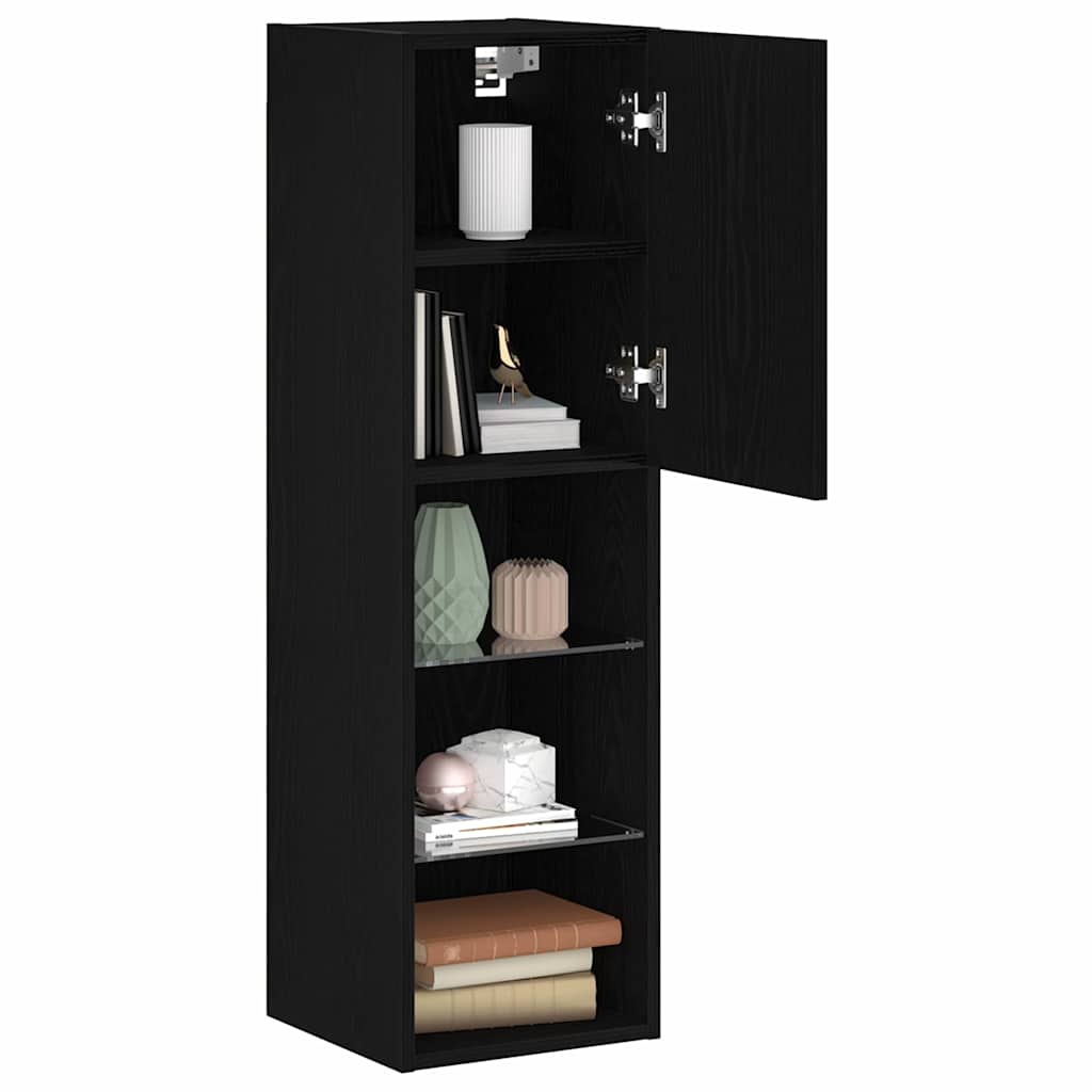TV-Schrankset mit LED Schwarz Eichen-Optik 30,5 x 30 x 102 cm