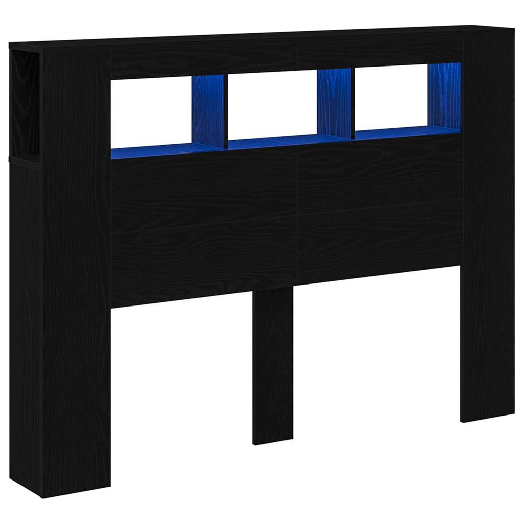 LED Kopfteil Schwarz Eichen-Optik 140 x 18,5 x 103,5 cm