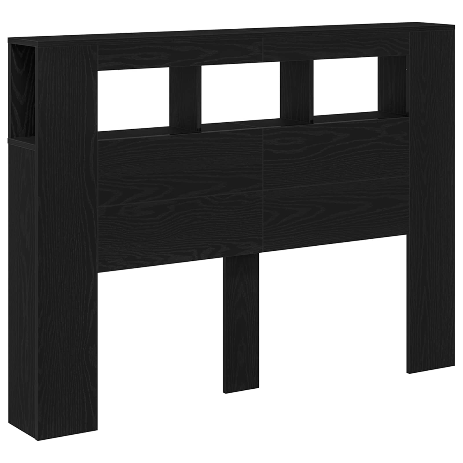 LED Kopfteil Schwarz Eichen-Optik 140 x 18,5 x 103,5 cm