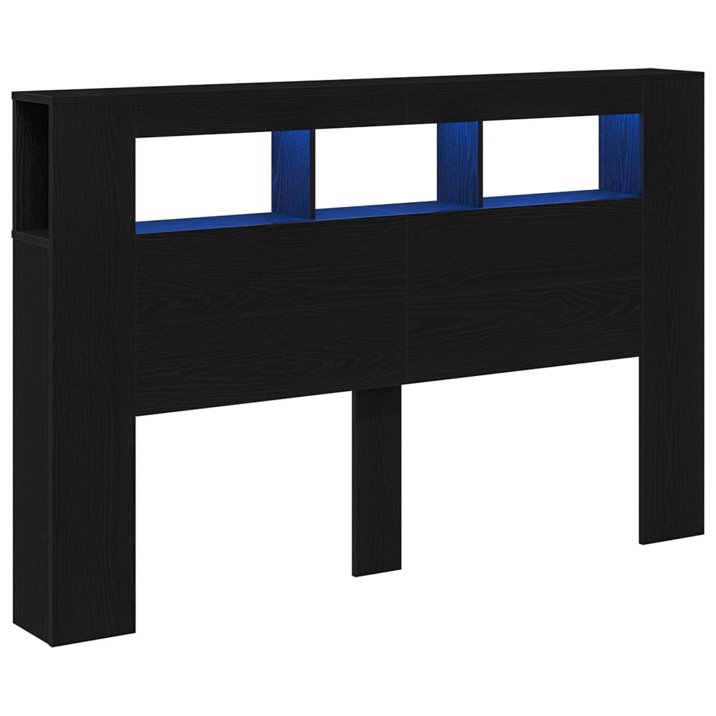 LED Kopfteil Schwarz Eichen-Optik 160 x 18,5 x 103,5 cm