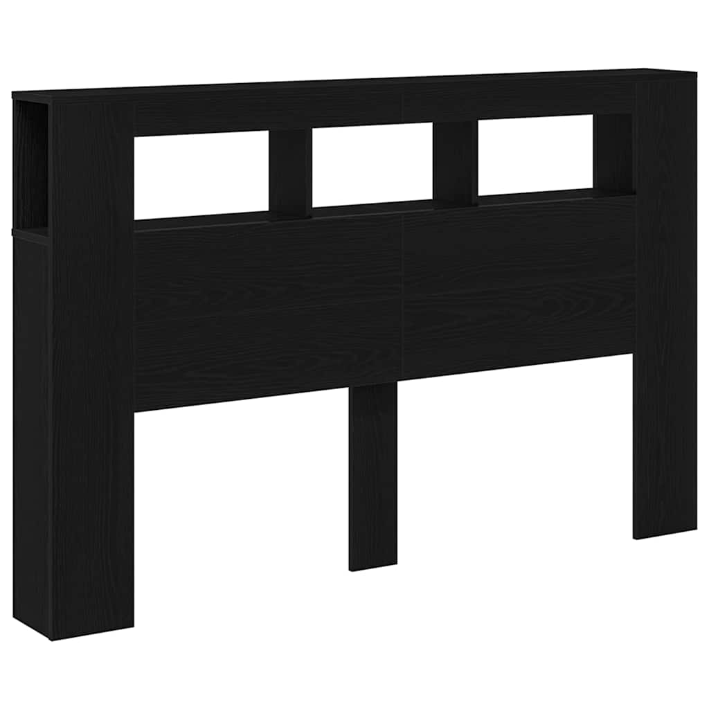 LED Kopfteil Schwarz Eichen-Optik 160 x 18,5 x 103,5 cm