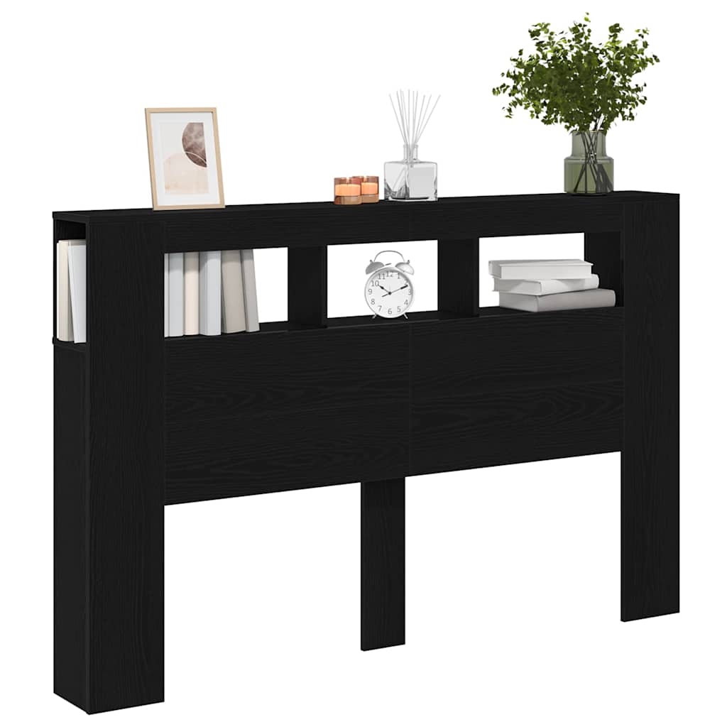 LED Kopfteil Schwarz Eichen-Optik 160 x 18,5 x 103,5 cm